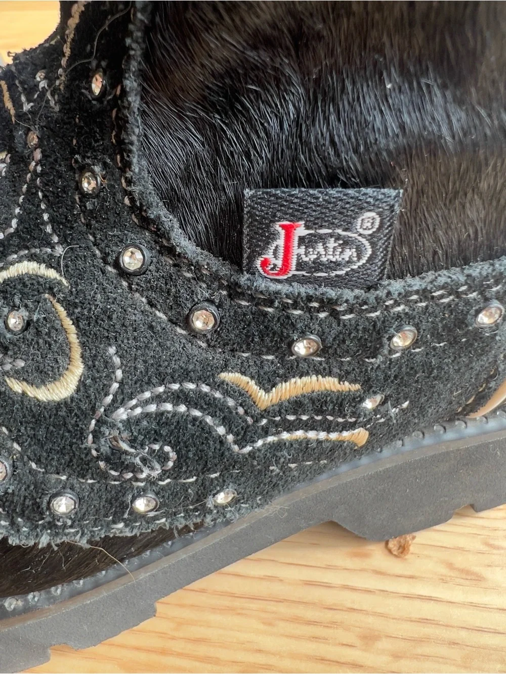 Justin Gypsy mandra Embroidered studded Western horsehair women’s Boots Sz 5,5